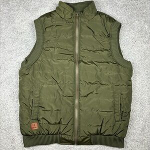 Cool Choice Vest Mens Large Puffer Faux Fur Outerwear Outdoors Zip Up Utility